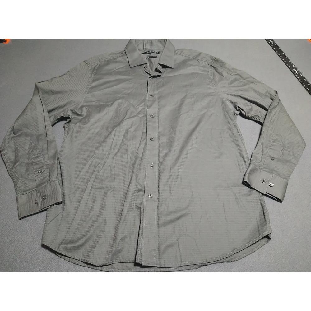 Nick‎ Graham Shirt Mens XL 17(34/35) Gray Long Sleeve Button Up Designer City